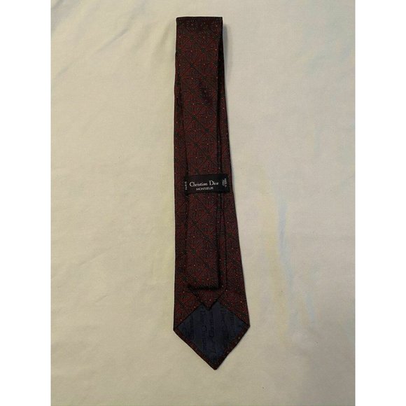 Christian Dior Burgundy Patterned Classic Tie - Picture 1 of 7